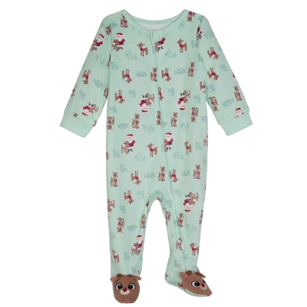 Rudolph The Red-Nosed Reindeer Mint Green Infant Sleep N' Play Footies